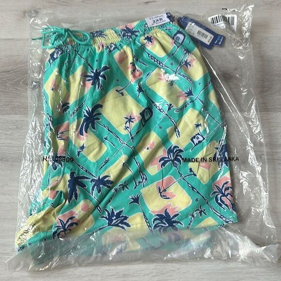 Caribbean Big & Tall Abstract 6” Inseam 2XB Green/Yellow NWT in packaging - Picture 2 of 5